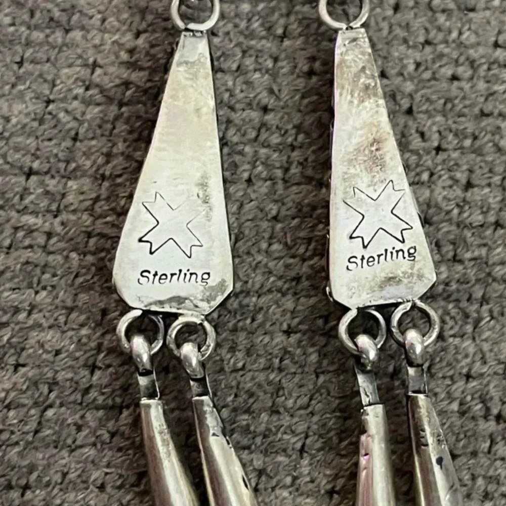 Zuni sterling silver inlaid earrings - Picture 5 of 8